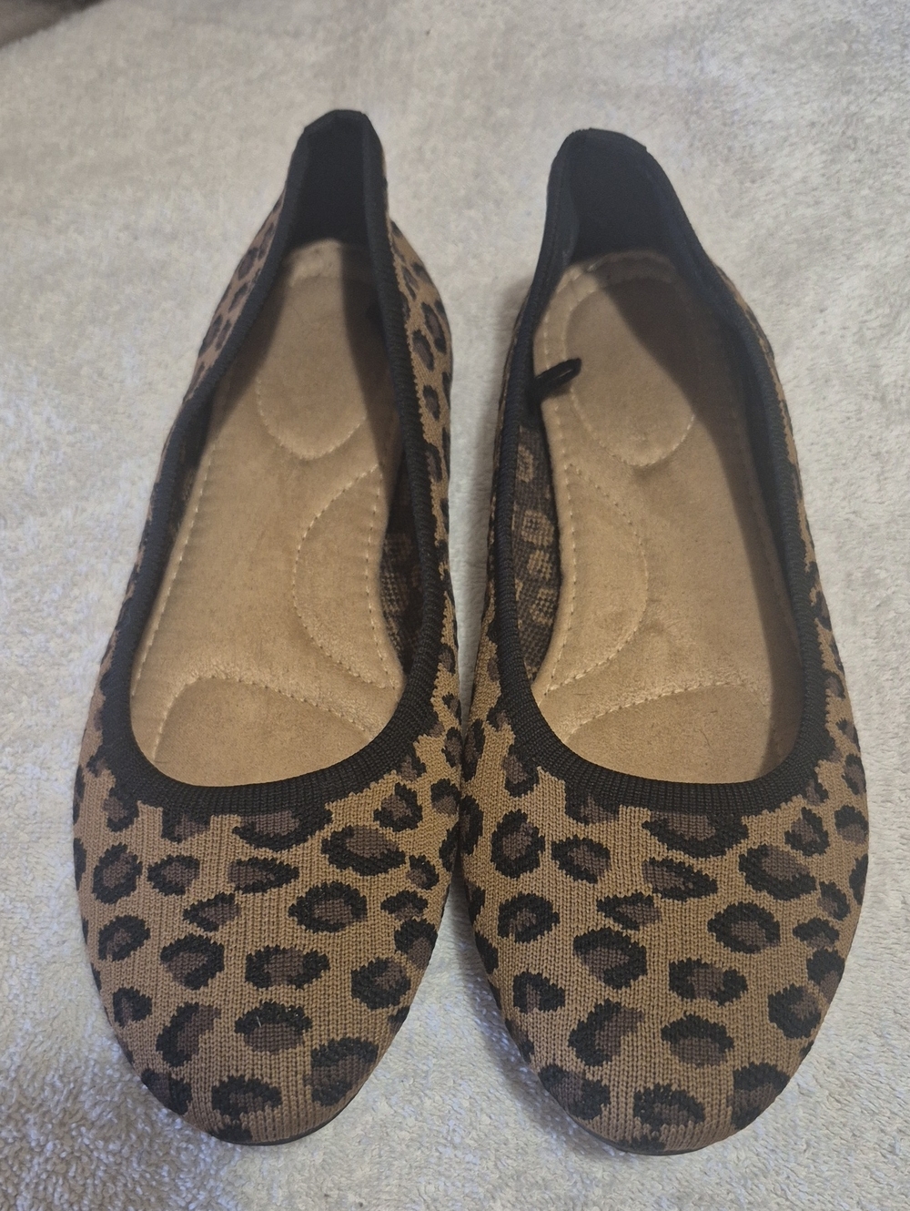 Leopard Print Women's Ballet Flats - Brown/Black